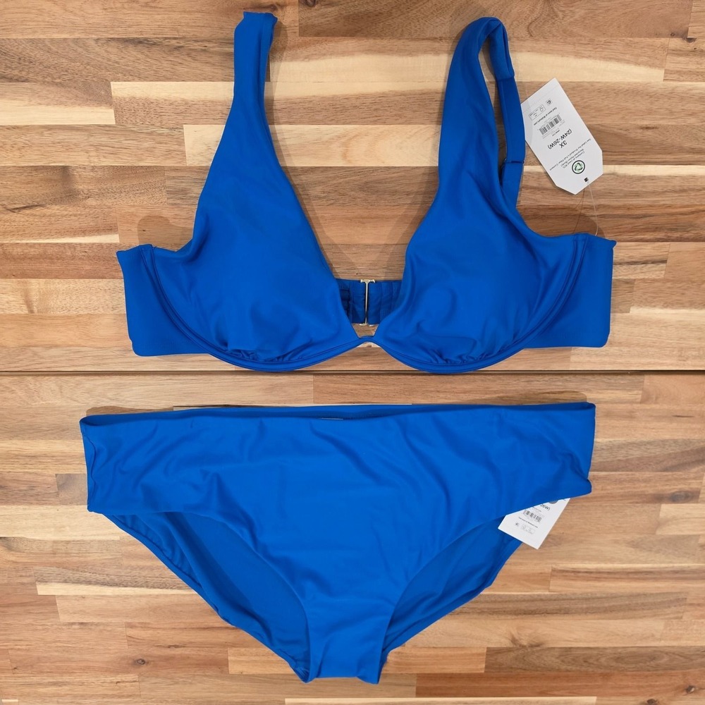 Blue Blaze Underwire Bikini Set 3X 24W-26W Plus Size New